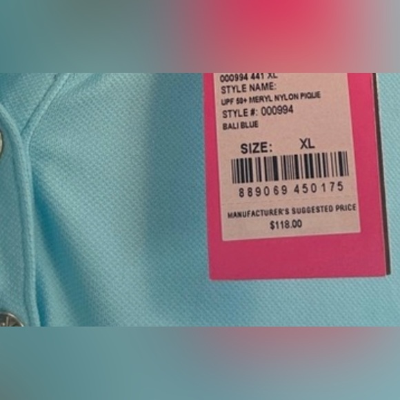 EUC LILLY PULITZER Bali Blue Meryl Nylon Pique Polo UPF 50+ Long-Sleeve Size XL - Picture 10 of 10